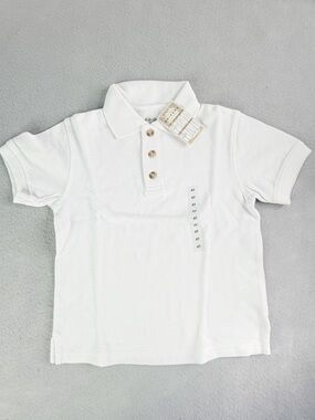 Arizona Boys Size 4 Polo Short Sleeve Shirt White New Tags